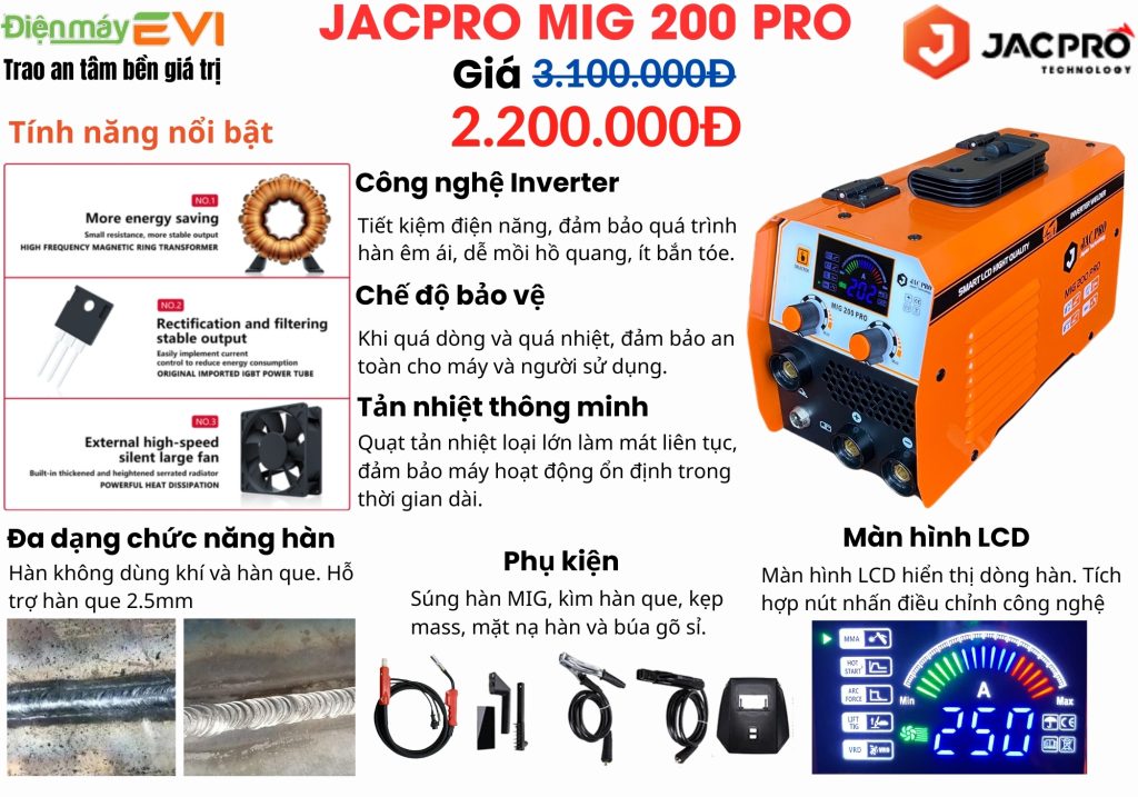 Máy hàn mig Jacpro MIG 200 Pro