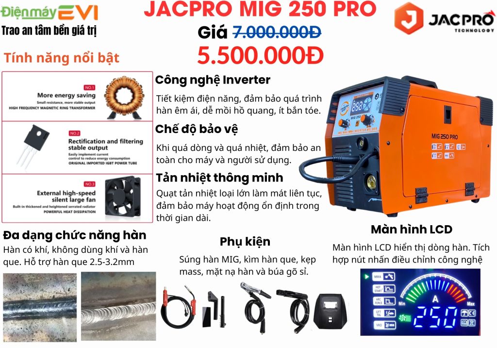 Máy hàn mig Jacpro MIG 250 Pro