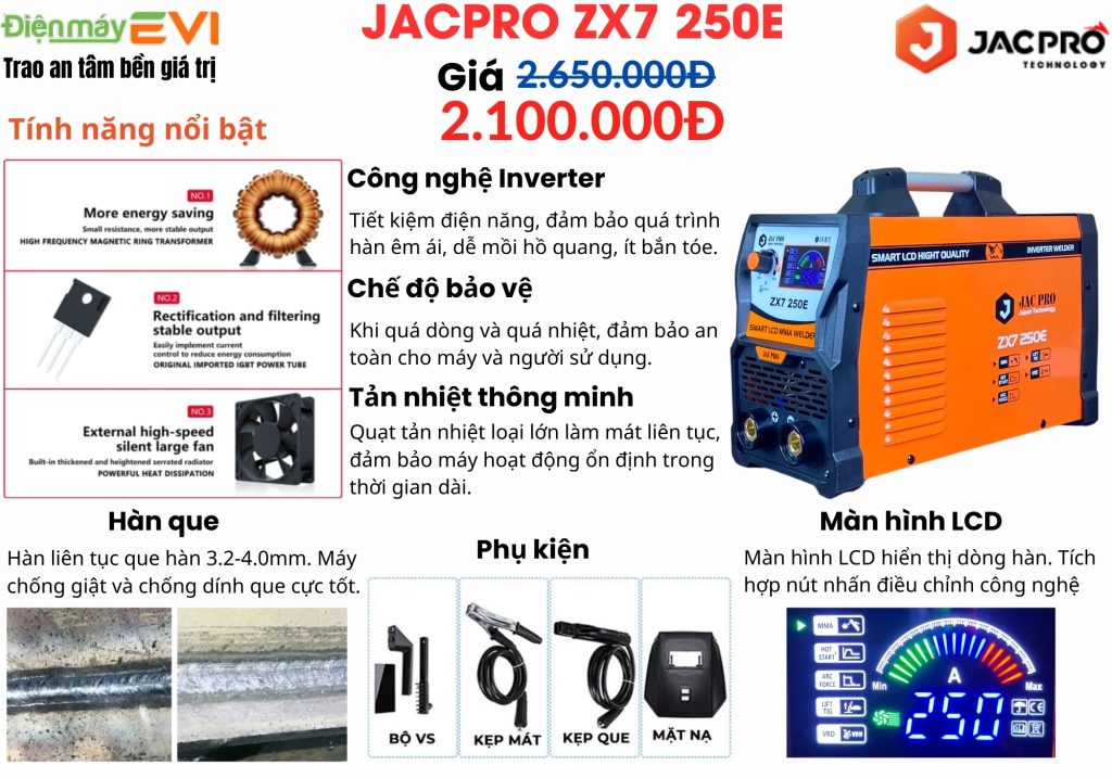 Máy hàn que Jacpro ZX7 250E